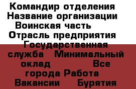 Командир отделения › Название организации ­ Воинская часть 6681 › Отрасль предприятия ­ Государственная служба › Минимальный оклад ­ 28 000 - Все города Работа » Вакансии   . Бурятия респ.